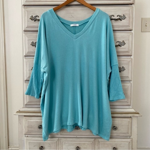 Vici Sweaters - Turquoise Dolman Sweater